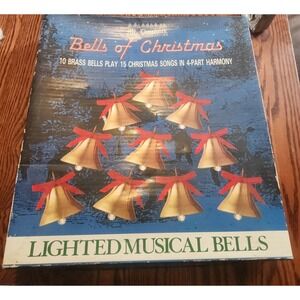 Vintage MR. CHRISTMAS Light Up Bells Of Christmas Plays 15 Carols With Box Works